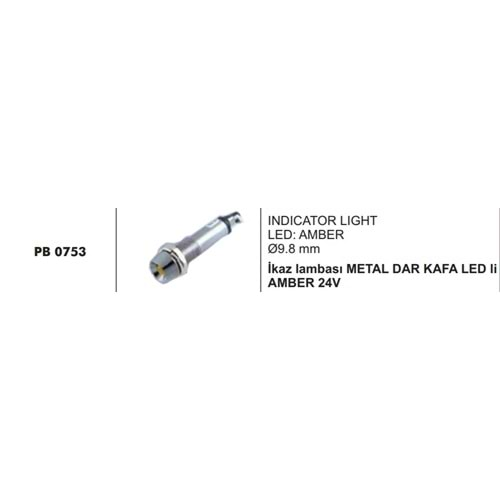 İKAZ LAMBASI METAL DAR KAFA LED Lİ SARI 24V