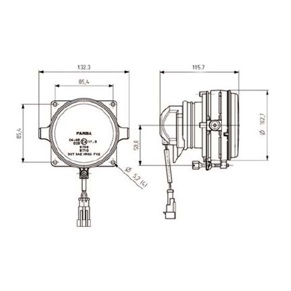 FAR SİS CADFACE 12V BONE K.LU ÇİZGİSİZ CAMLI