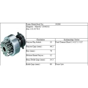 M.DİŞLİ 13 DİŞ T 12 T 15 2,5 D İÇTEN FREZE