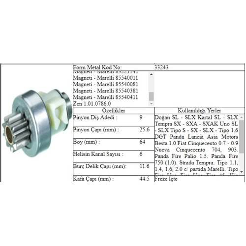 M.DİŞLİ 9 DİŞ DOĞAN SLX TEMPRA MAKO 541