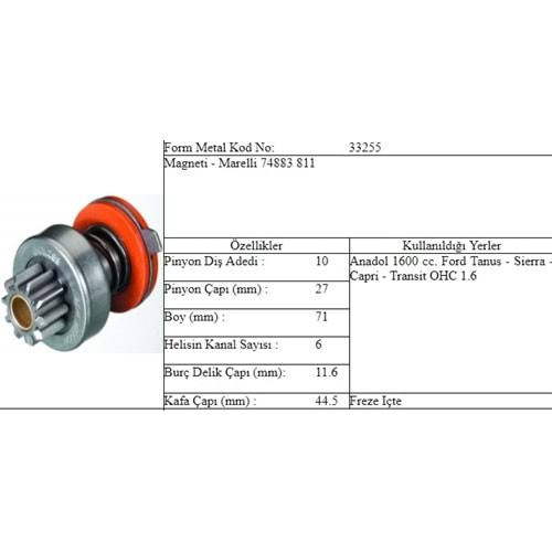 M.DİŞLİ 10 DİŞ FORD TAUNUS P 100 ANADOL MAKO 811