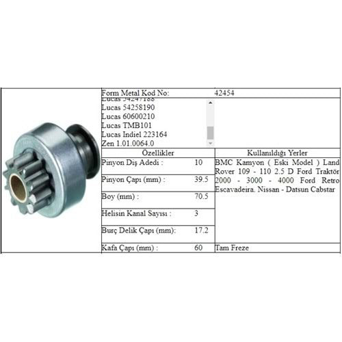 M.DİŞLİ 10 DİŞ FORD BMC KALIN DİK FREZE