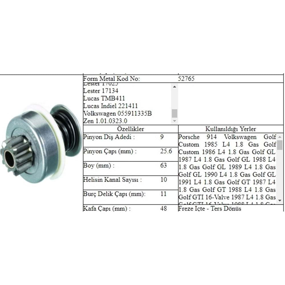 M.DİŞLİ 9 DİŞ VW 1303 GOLF JETTA 74 - 83