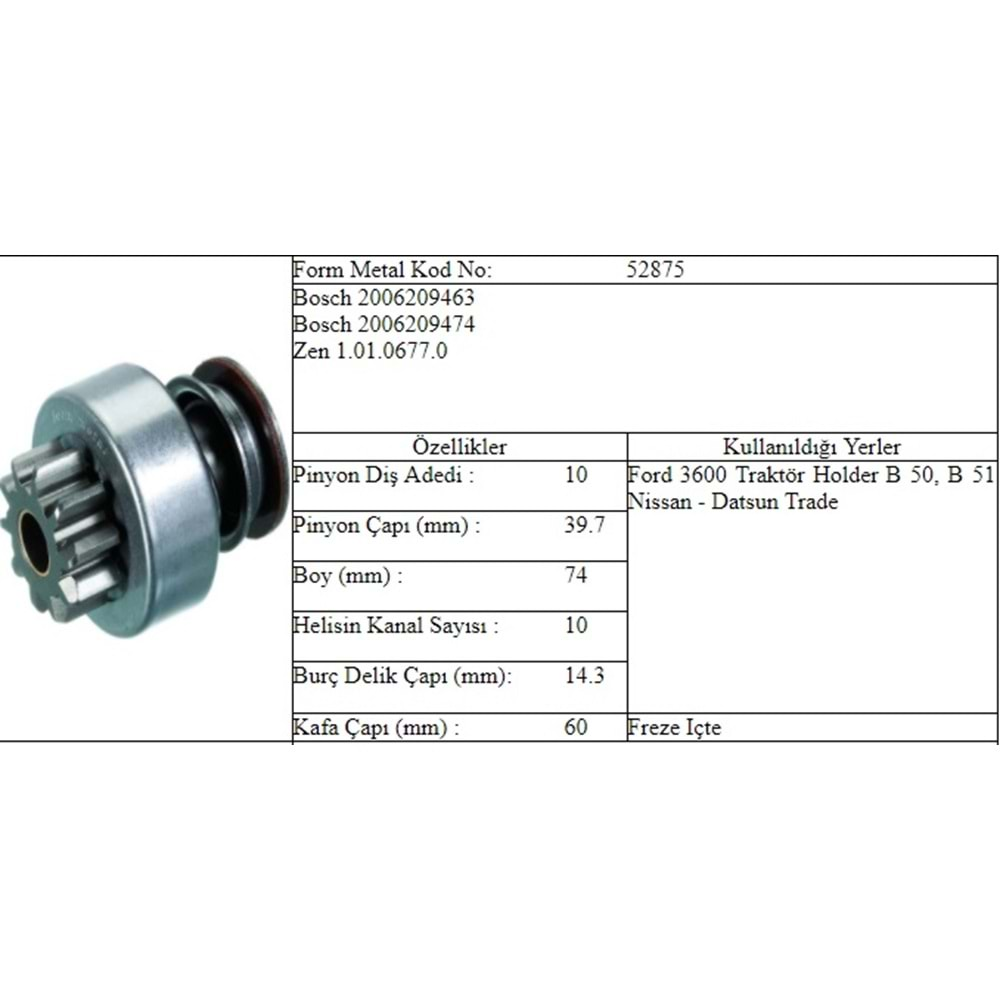 M.DİŞLİ 10 DİŞ FORD 3600 6610