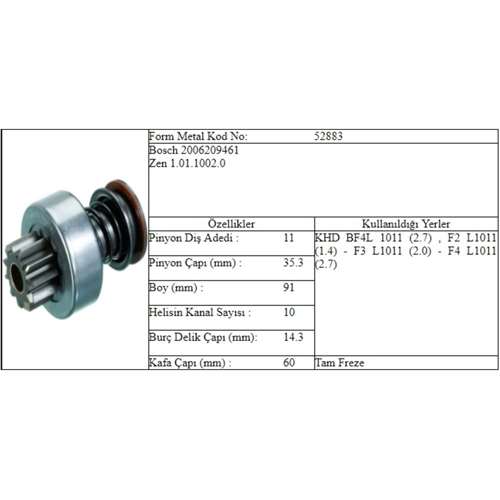 M.DİŞLİ 11 DİŞ KHD BF4L 1011 ZEN 1002