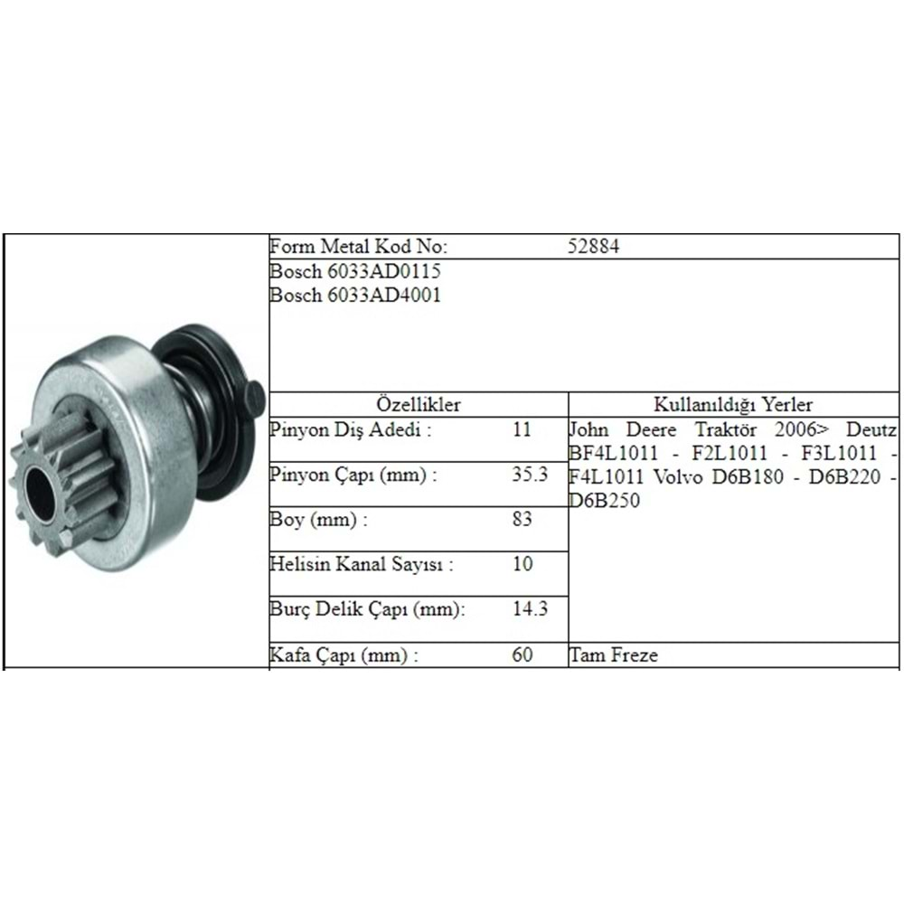 M.DİŞLİ 11 DİŞ J.DEERE DEUTZ TRAKTÖR