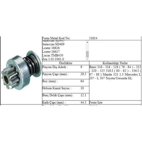 M.DİŞLİ 9 DİŞ BMW 316 318 320