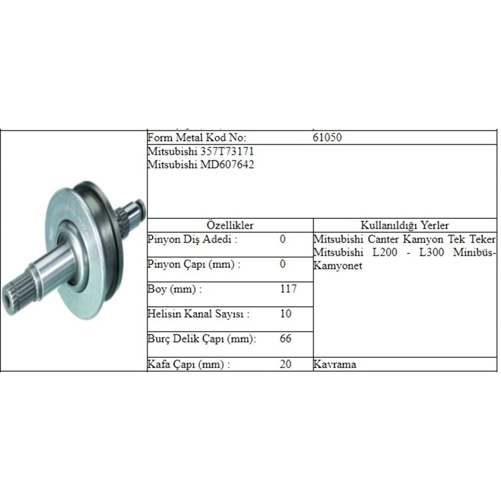 M.DİŞLİ MITSUBISHI CANTER TEK TEKER TAMİR TAKIMSIZ