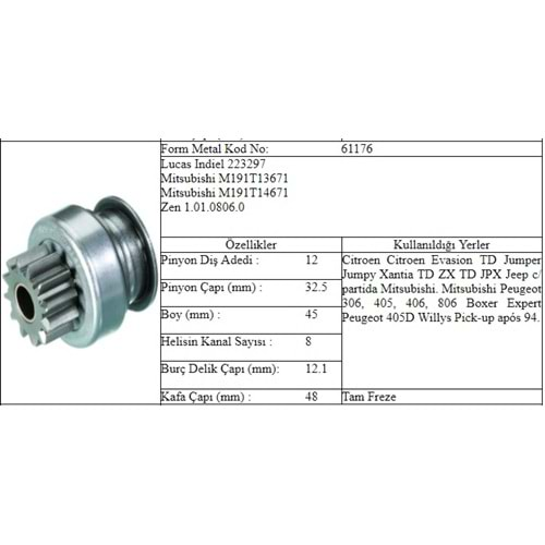 M.DİŞLİ 12DİŞ CITROEN JUMPER PEUGEOT BOXER 306 405