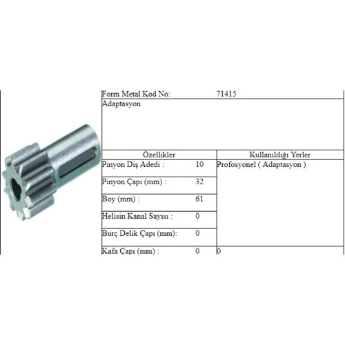 M.DİŞLİ 10 DİŞ ALFKB PROFESY.ADAPTER DİŞLİ UCU