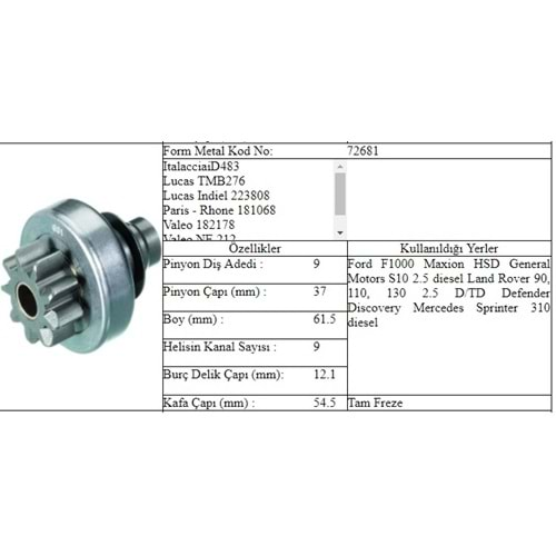 M.DİŞLİ 9 DİŞ LAND ROVER JEEP V068