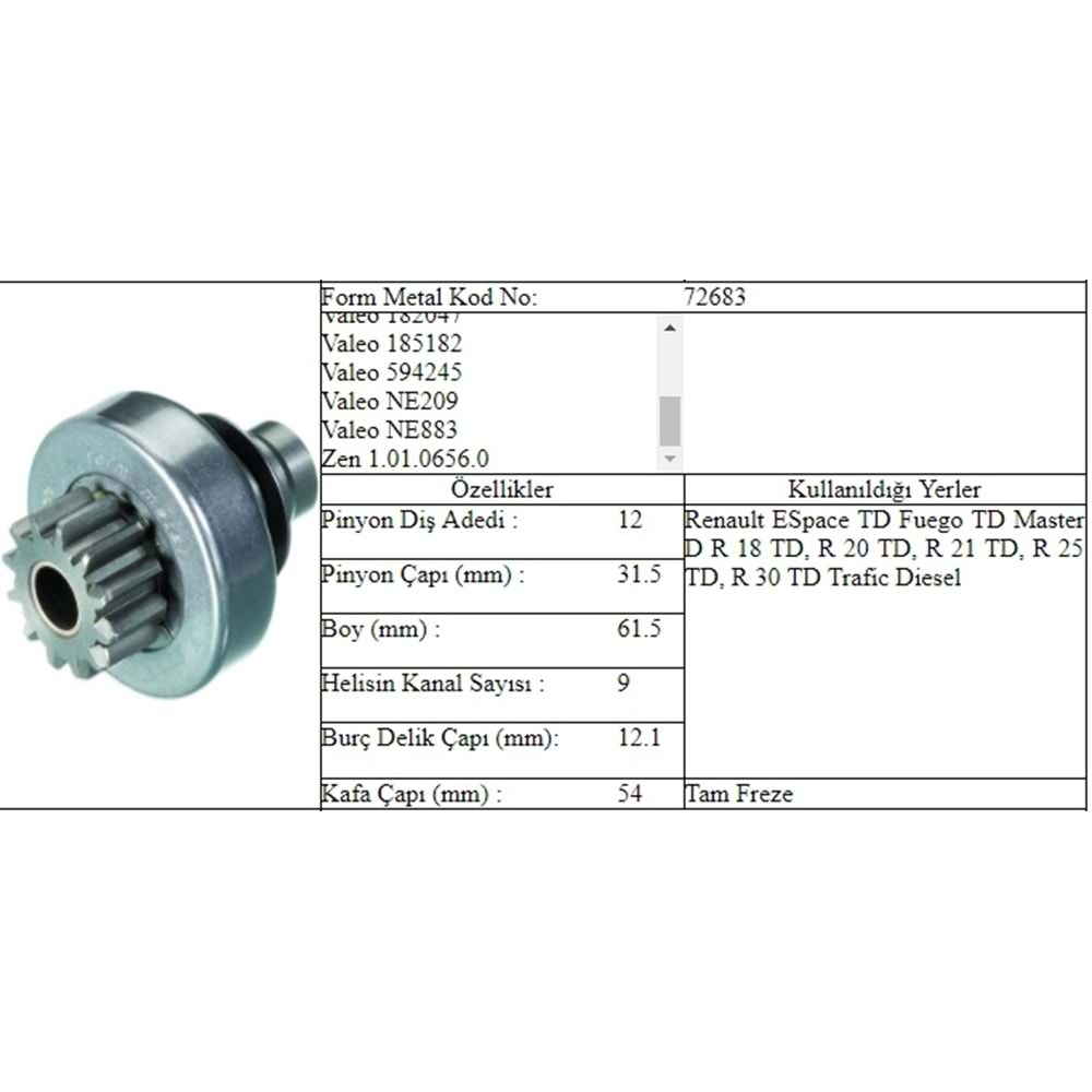 M.DİŞLİ 12 DİŞ ESPA TD MASTER TRAFFIC V047 RENAULT