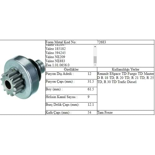 M.DİŞLİ 12 DİŞ ESPA TD MASTER TRAFFIC V047 RENAULT