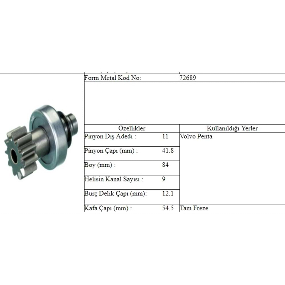 M.DİŞLİ 11 DİŞ VOLVO PENTA TAM FREZE