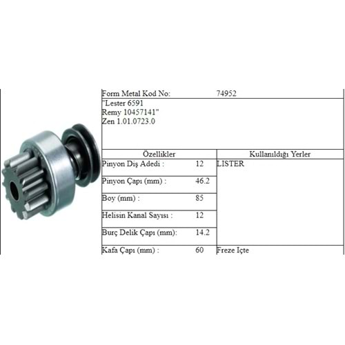 M.DİŞLİ 12 DİŞ PERKINS HINO MOTOR DODGE