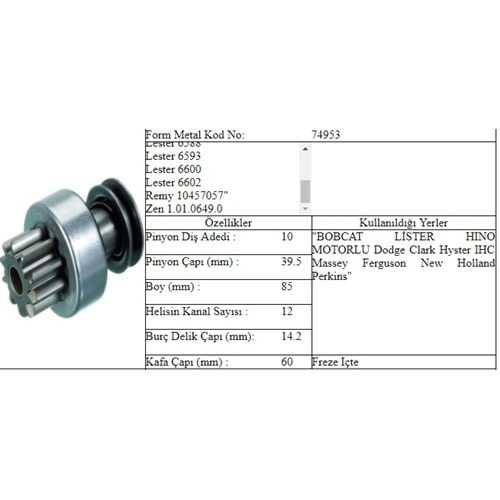 M.DİŞLİ 10 DİŞ HINO MOTORLU DODGE