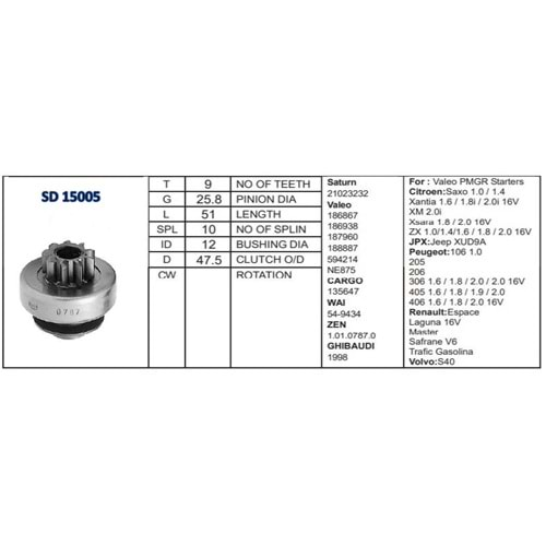 M.DİŞLİSİ 9 DİŞ PEUGEOT 106-206 / CITROEN XSARA /