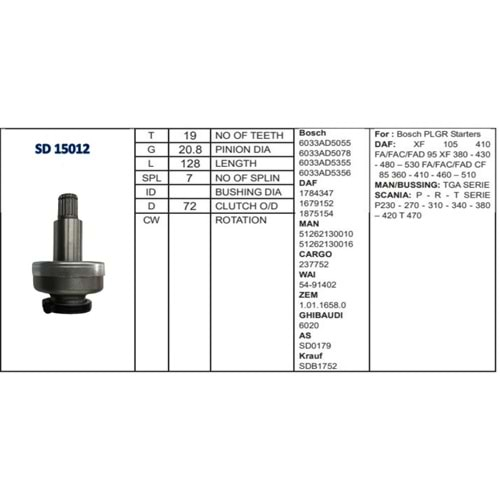 M.DİŞLİSİ 12 DİŞ DAF-SCANIA-MERCEDES Y.M.DİŞLİ