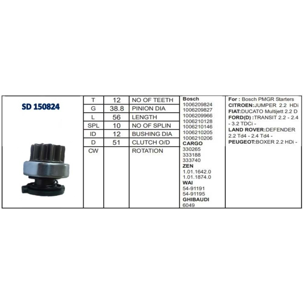 M.DİŞLİSİ 12D BOSCH T FORD TRANSİT V347 V184 YM