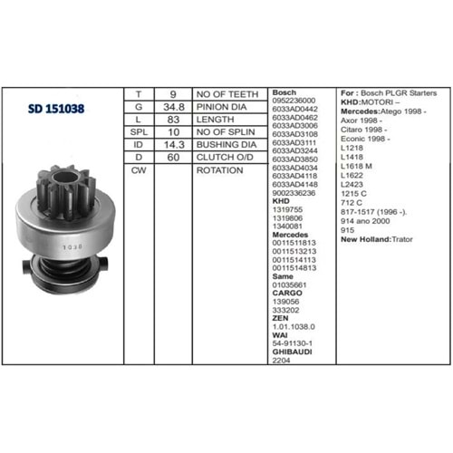 M.DİŞLİSİ 9 DİŞ MERCEDES 230-231 /AXOR-ATEGO EURO