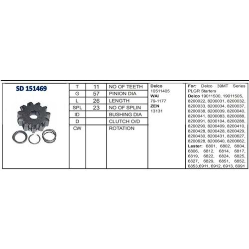 M.DİŞLİSİ 11D DELCO TİP 39MT BMC PRO