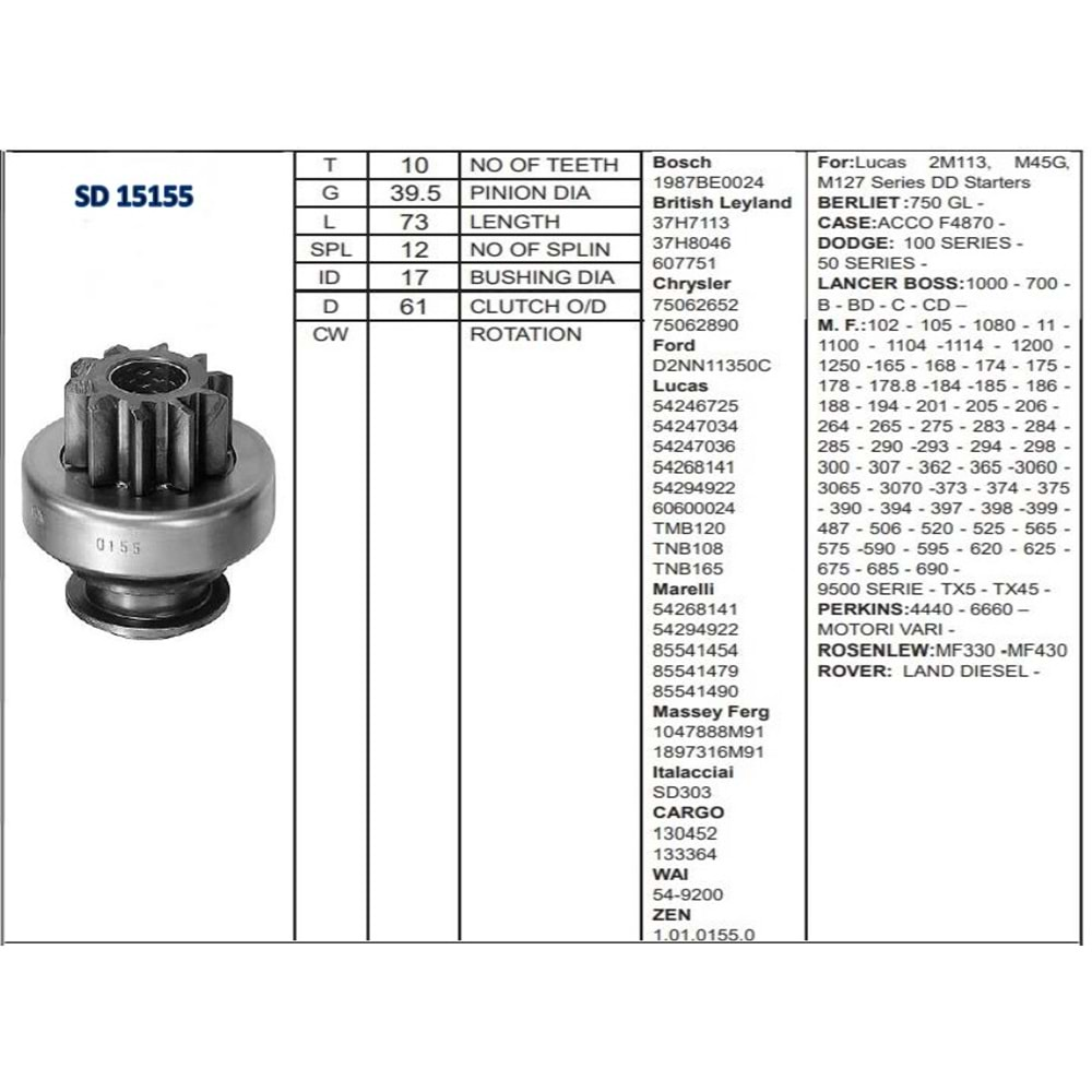 MARŞ DİŞLİSİ 10 DİŞ DODGE 250 MF TRAKTÖR