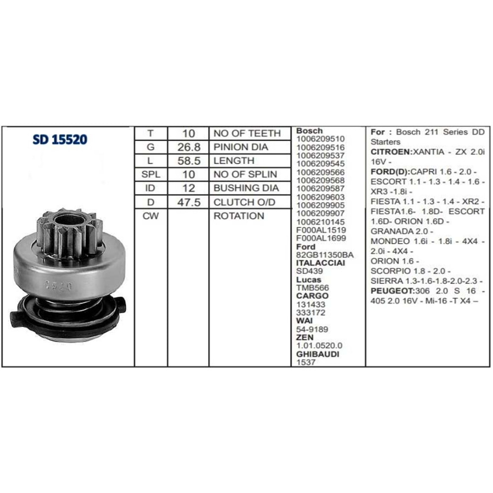 M.DİŞLİSİ 10 DİŞ FORD ESCORT SIERA FIESTA