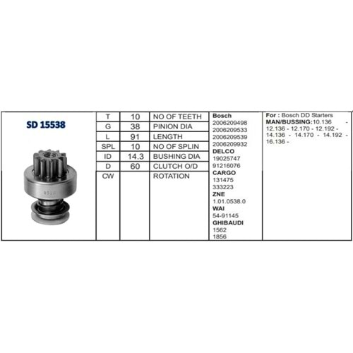 M.DİŞLİSİ 10 DİŞ BOSCH TİP OTOBÜS Y.