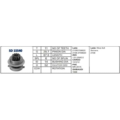 M.DİŞLİSİ 11 DİŞ LADA SAMARA TERS FREZE