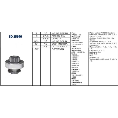 M.DİŞLİSİ 10 DİŞ OPEL ASTRA Y.M/ OPEL CORSA 1.9 BE