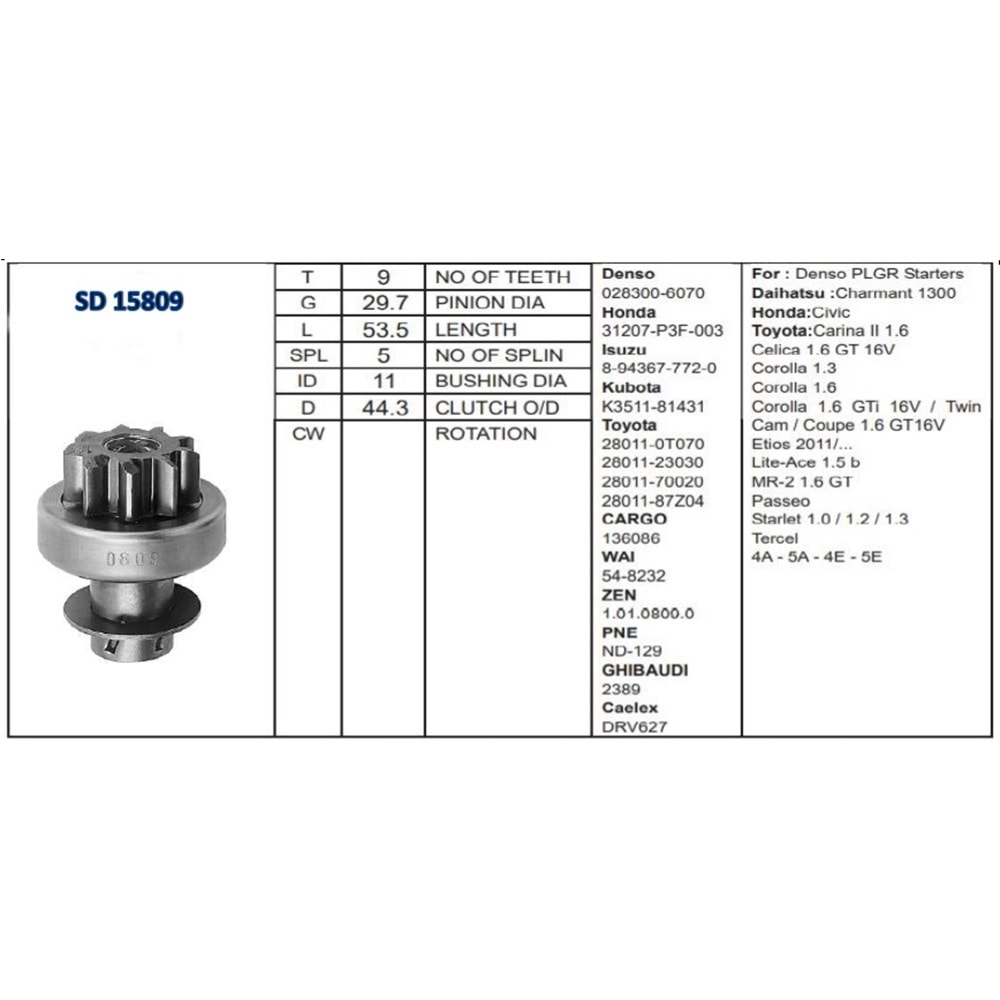 M.DİŞLİSİ 9 DİŞ TOYOTA COROLLA E.