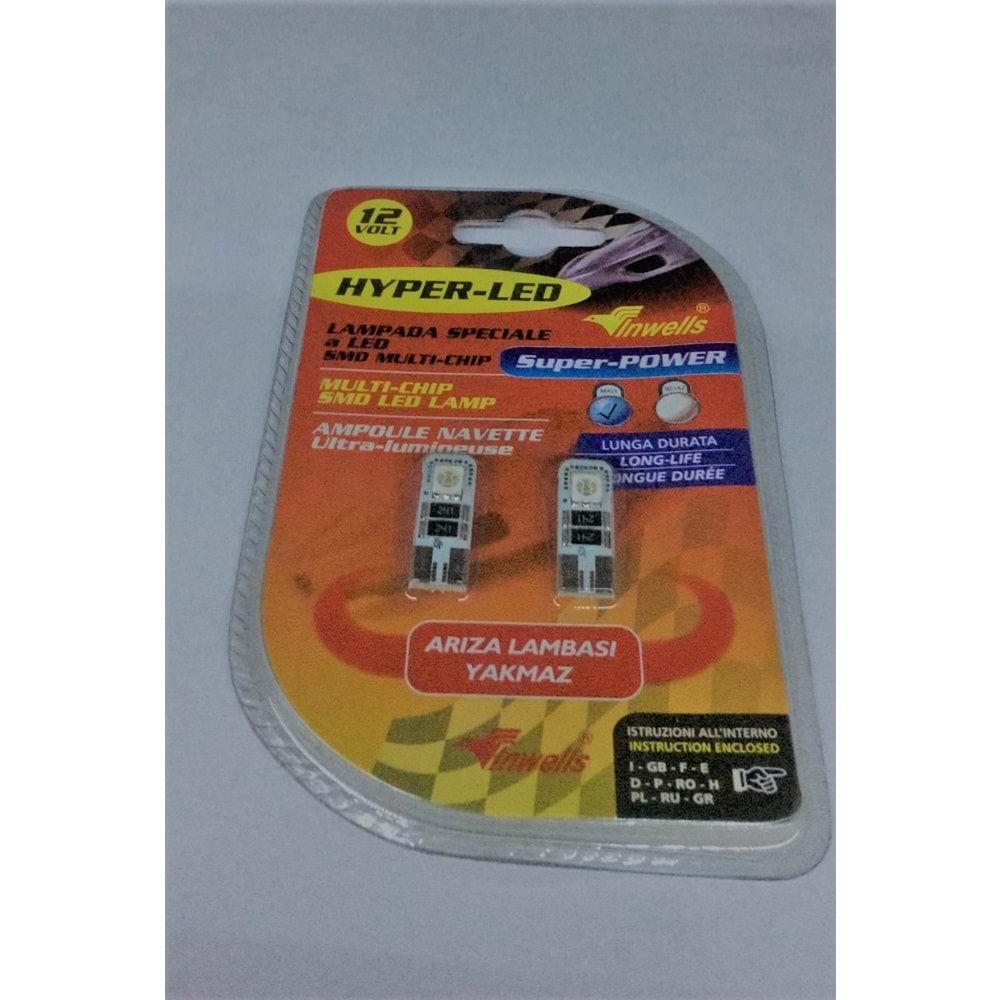 SMD T10 12V 2 LEDLİ 5050 BÜYÜK CANBUS BEYAZ