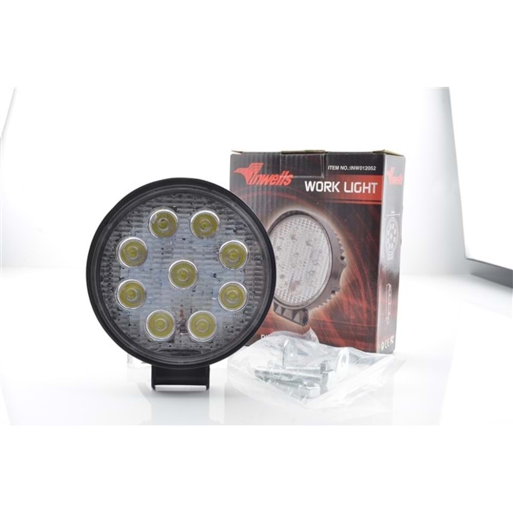 LED ÇALIŞMA LAM.YUVARLAK 9 LED 27W 10-30V