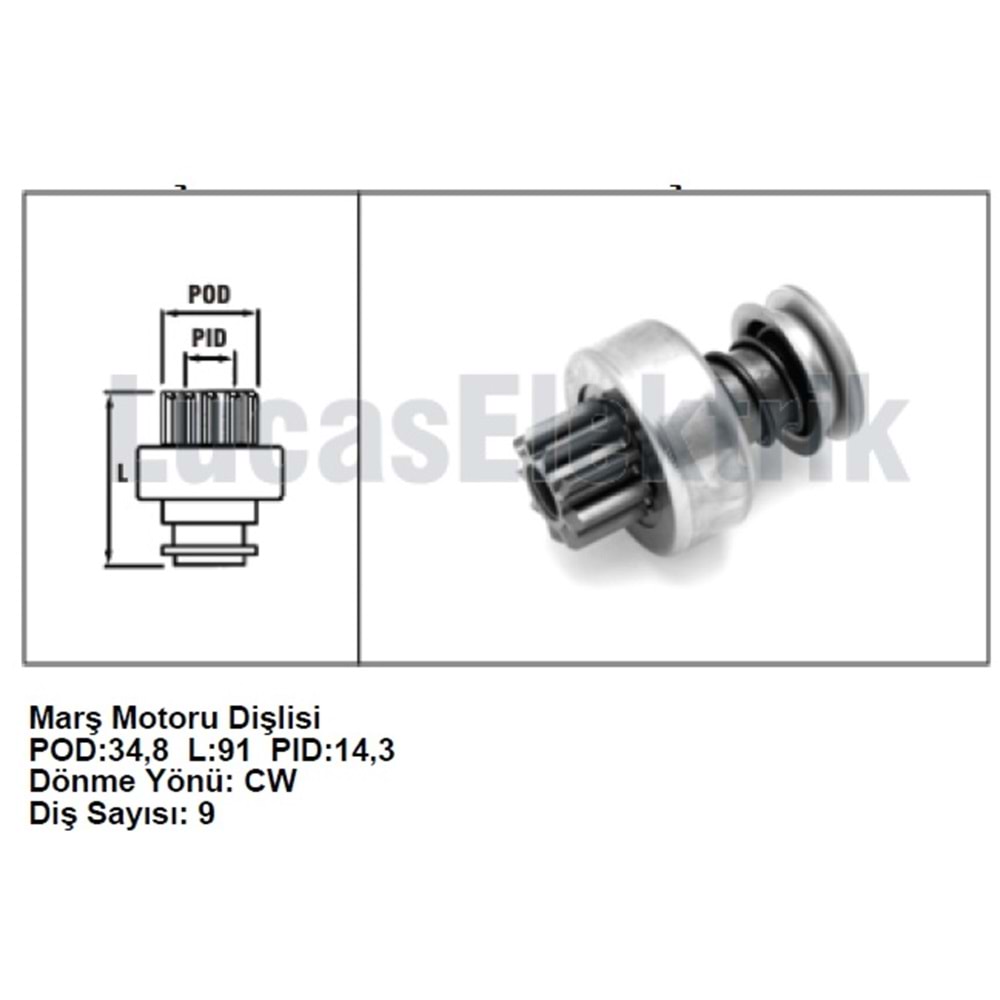 Lİ FIAT VOLVO TAM FRZ.CORDOBA,IBIZA 9DİŞ ZEN :0367