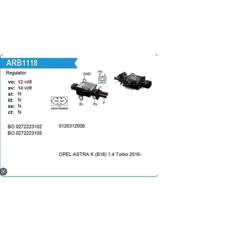 ALTERNATÖR KONJ.14V OPEL ASTRA K/1