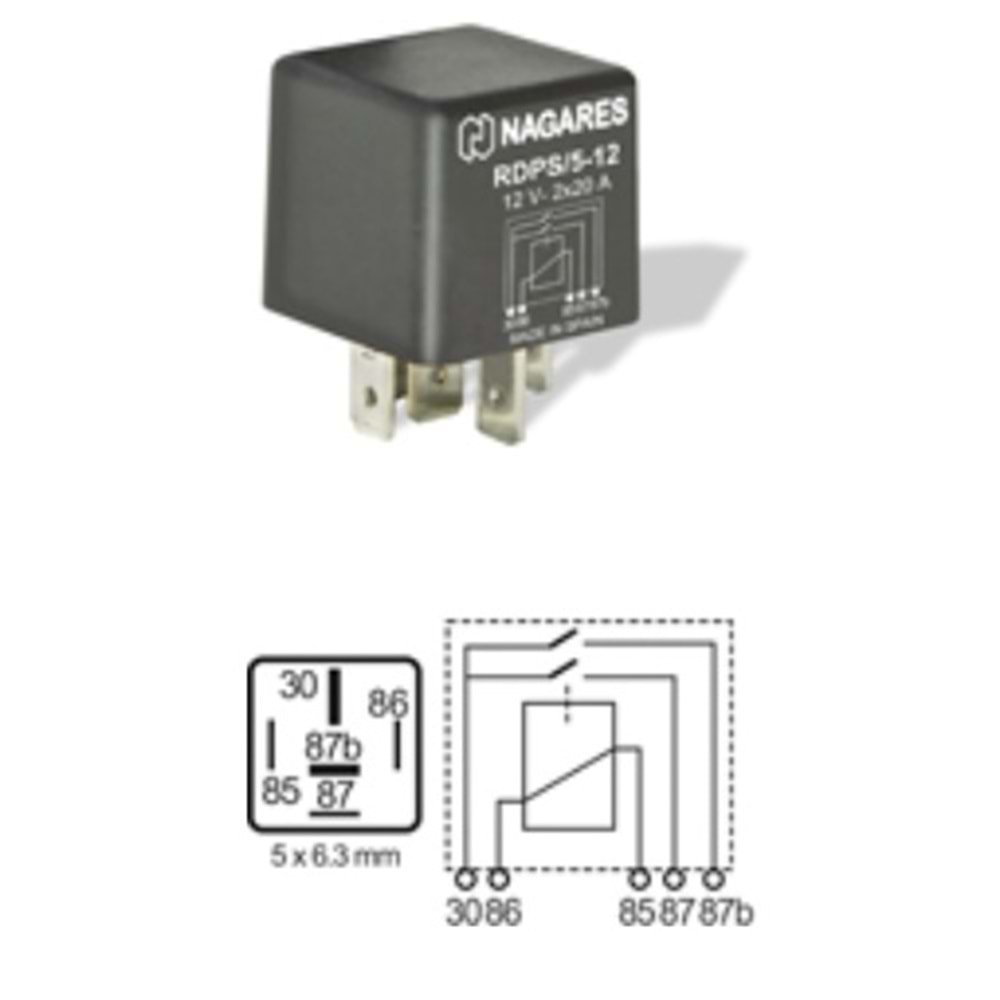 RÖLE 12V 40A 5 UÇLU 87B UÇLU MR 8
