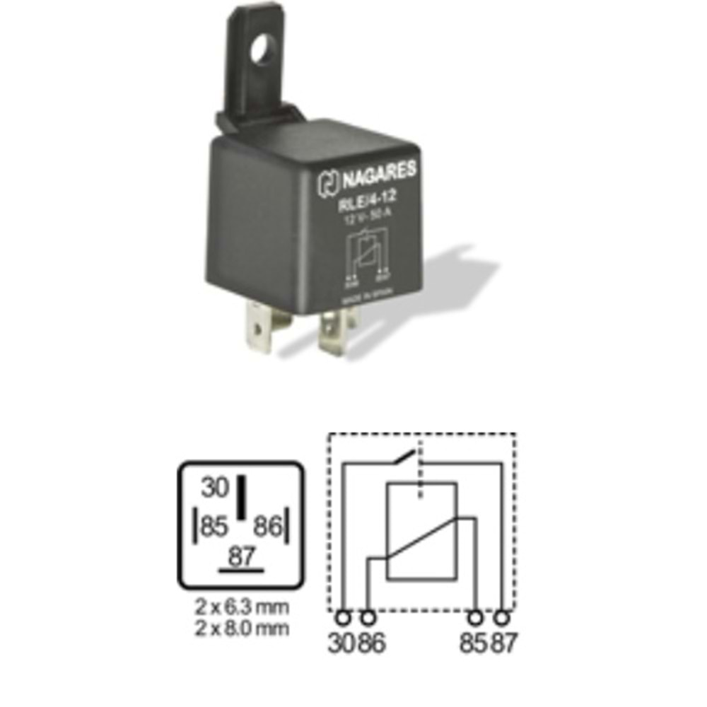 RÖLE 12V 50 AMP.4 UÇLU MR 43