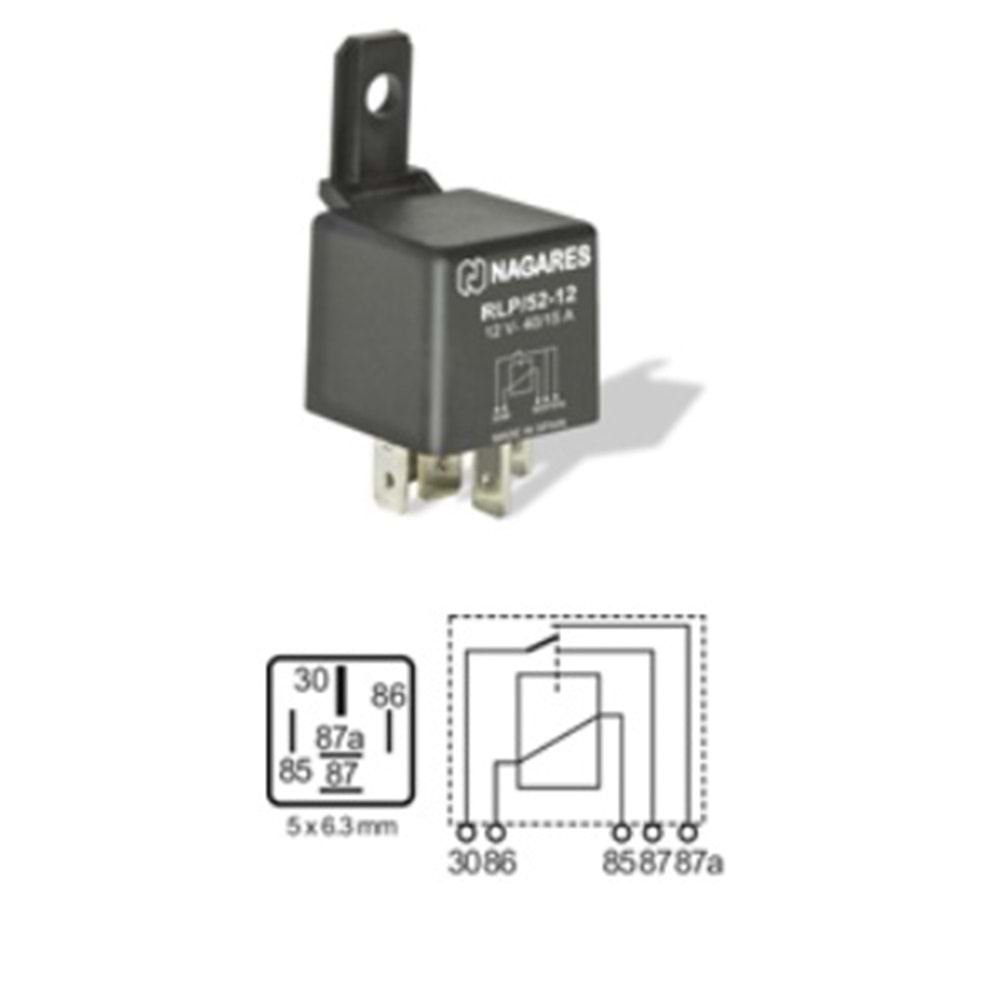 RÖLE 12V 40/15AMP.5UÇLU ÇİFT PLATİNLİ MR 63