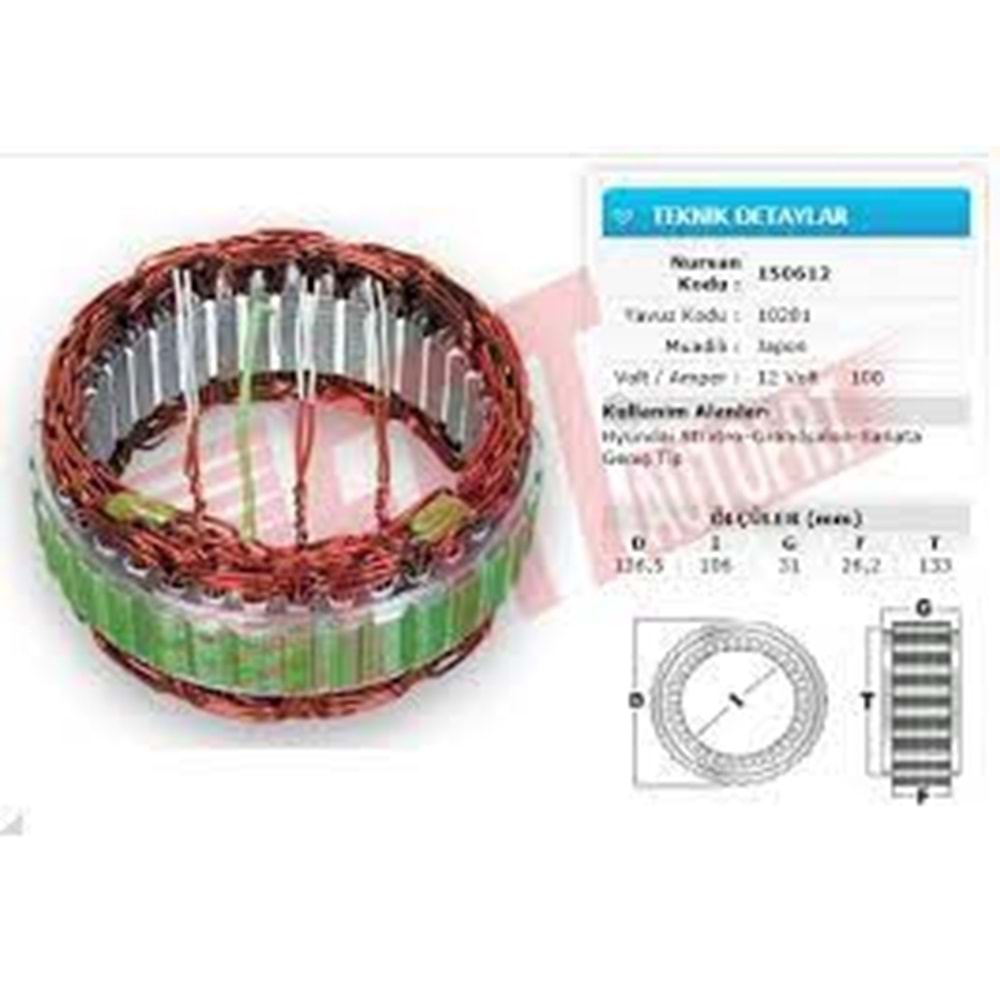 STATÖR 12V 70A ISUZU NKR J9 PERMIER V019 10225