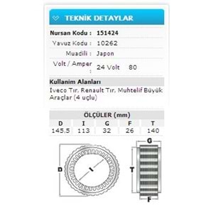 24V 80A IVECO TIR SCANIA REN 420.430.440 10262