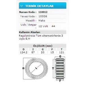 12V 44A 3 UÇLU E.M 10006