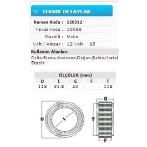 12V 65A PALİO.SİENA.WEK.DĞN.ŞAHİN.KART.FIAT 10068