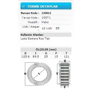 12V 55A LADA SAMARA RUS TİPİ 10071