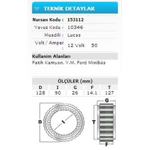 12V 50A FATİH KAMYON FORD MİNİBÜS Y.M 10346