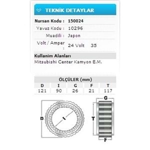 24V 35A MITSUBISHI CENTER KAMYON E.M. 10296