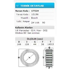 24V 90AV6 MERC-E.M.MAN-302 OTOBÜS 80DEN SNR 10196