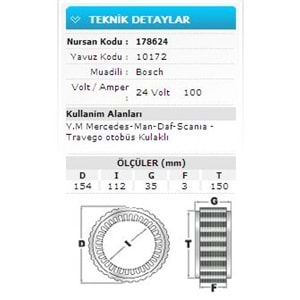 24V 100A YM MERC-MAN-DAF-SCANIA-TRAVEG OTOB 10172