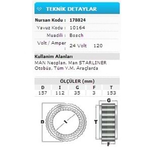 24V 120A MAN NEOPL MAN STARLINER OTOB TÜM YM 10164