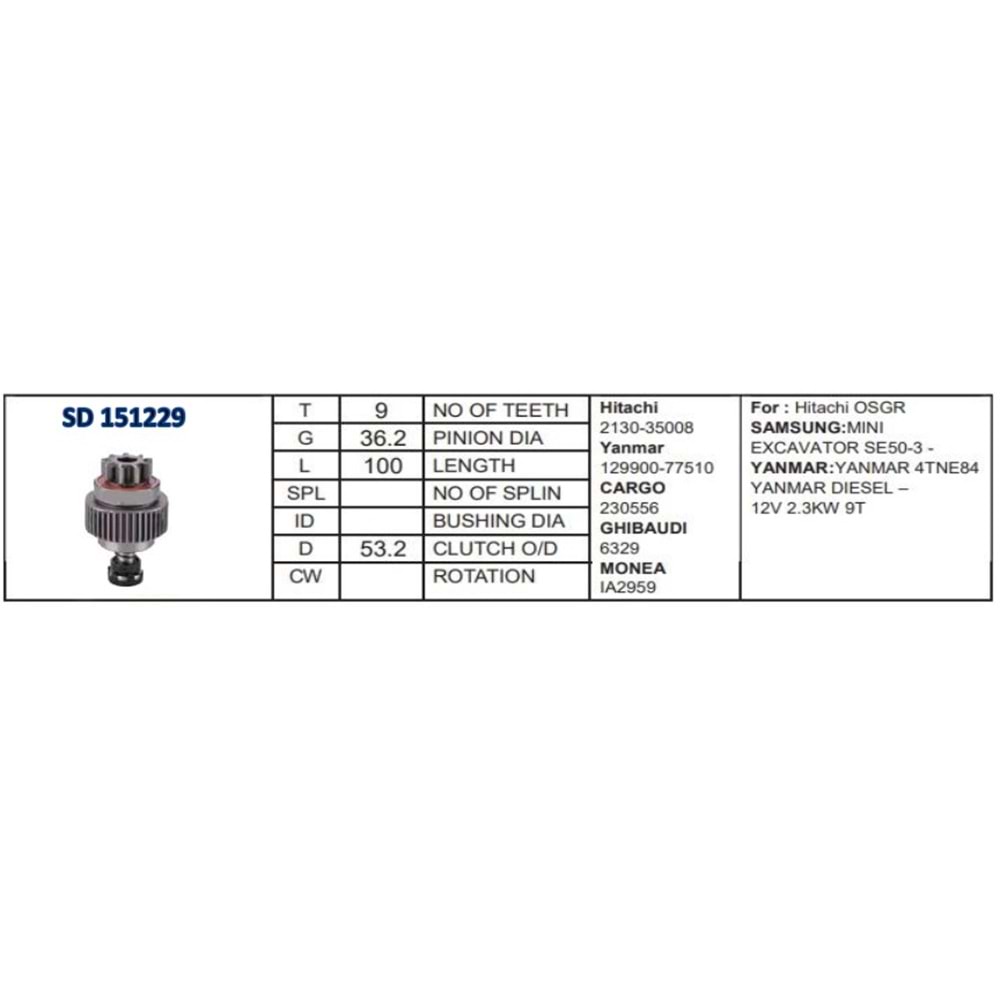 MARŞ DİŞLİSİ 9D (CN)