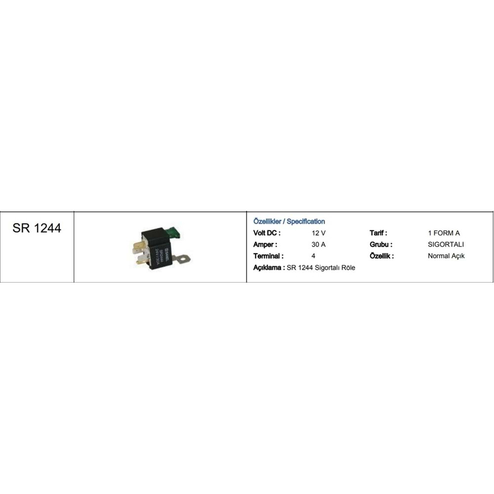 12V SİGORTALI ROLE 30A 4 UÇLU